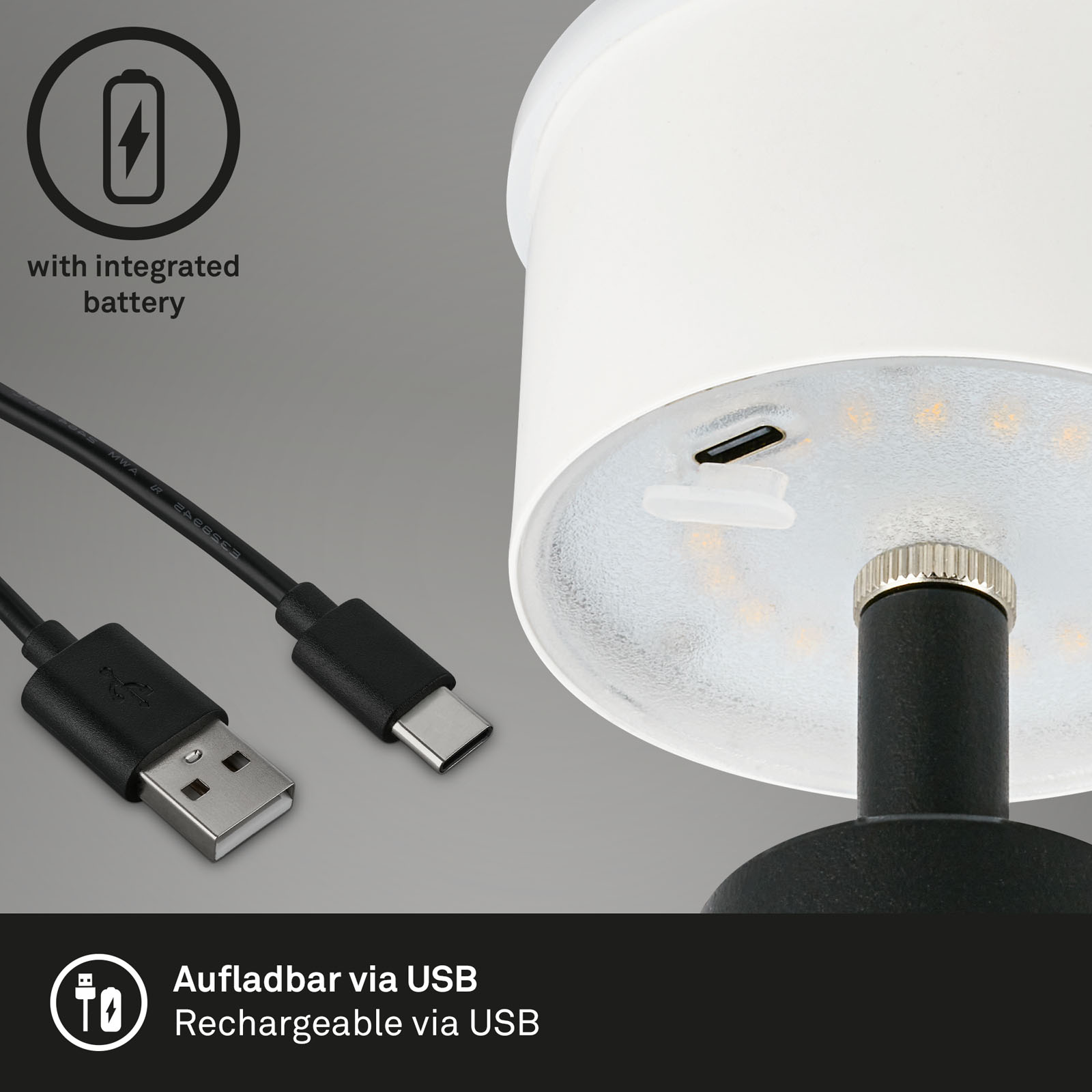 LED Akku-Tischleuchte schwarz Funktion