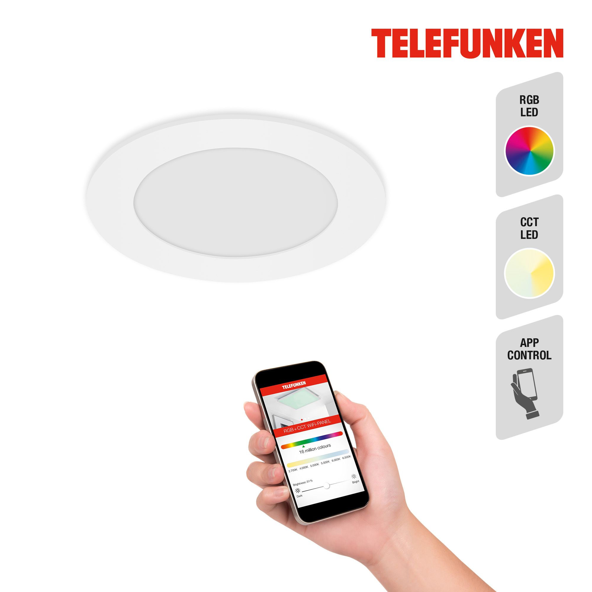 TELEFUNKEN Smart LED Einbauleuchte Weiß