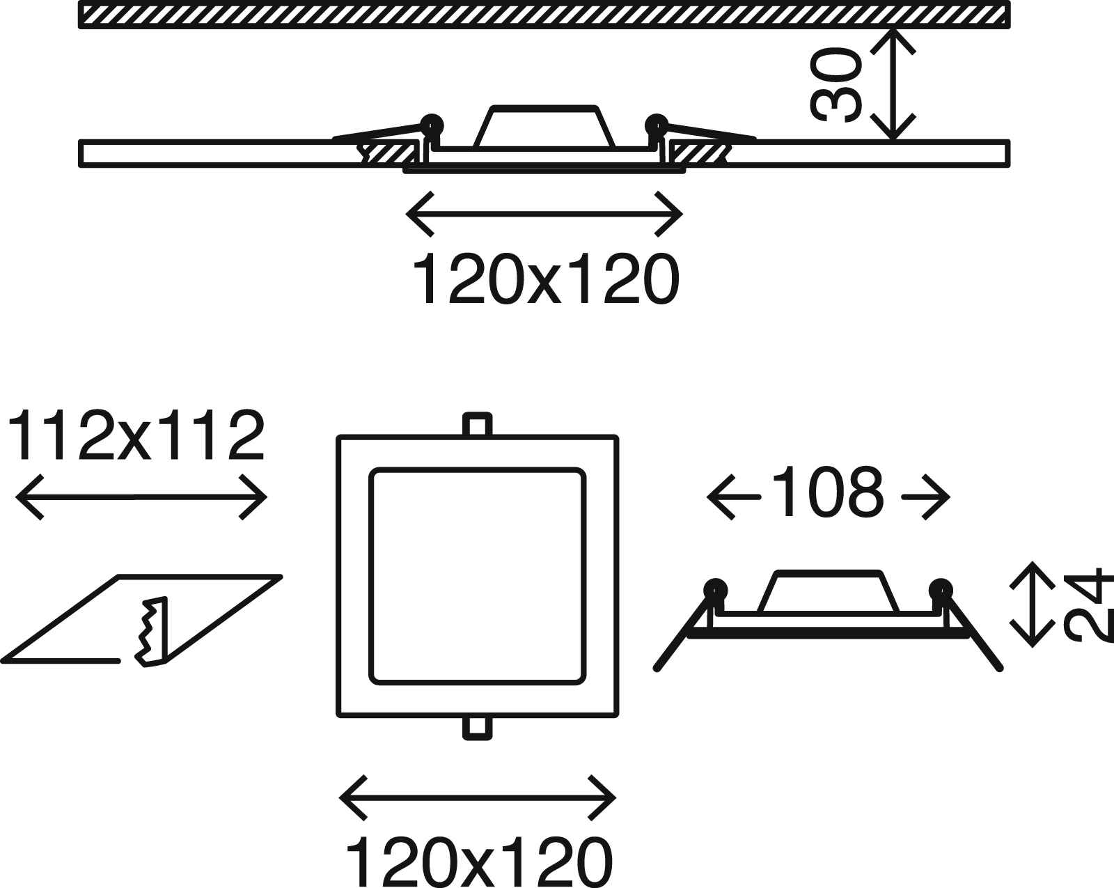 LED Einbauleuchte nickel LED-Platine Maßzeichnung