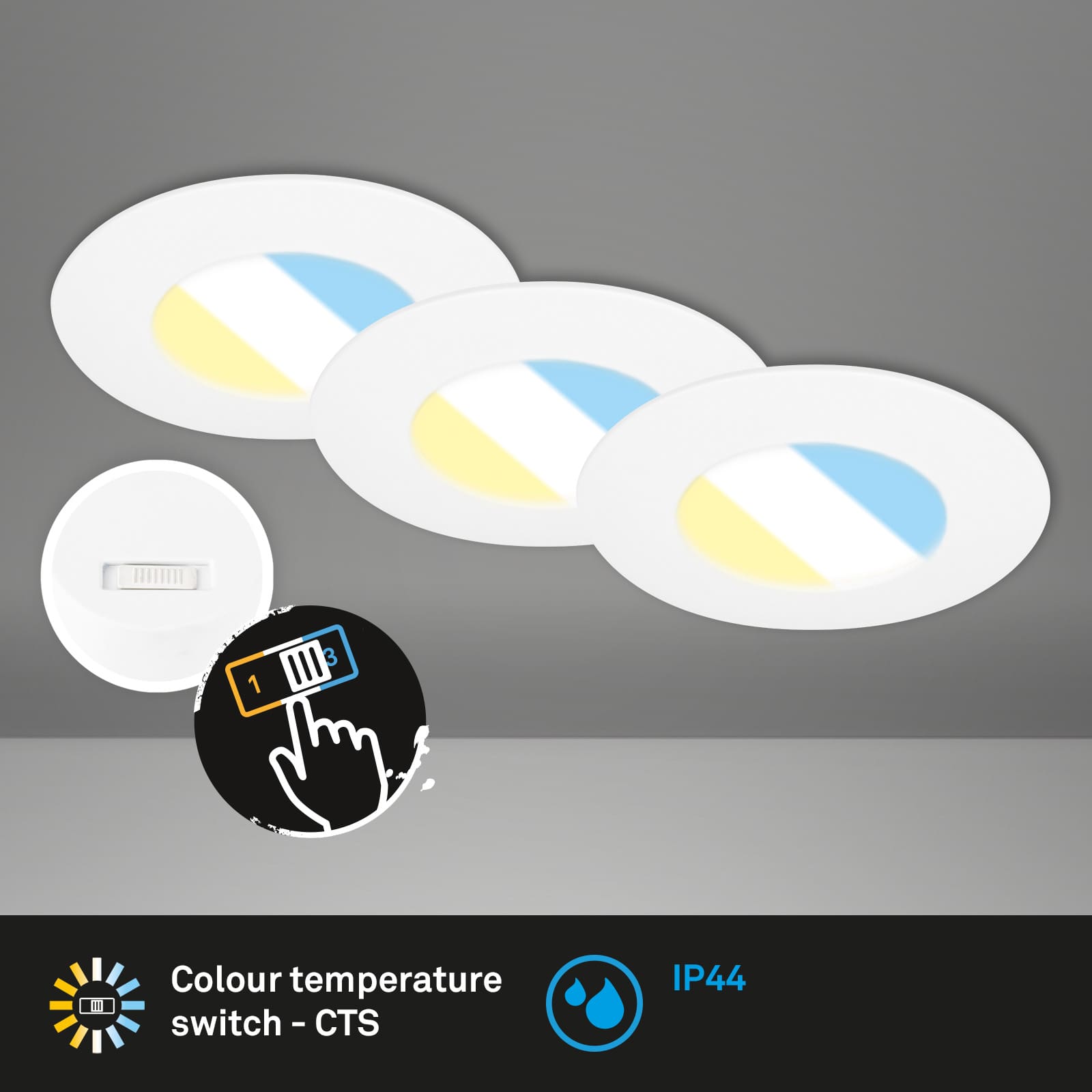 3 Imposta lampada set CCT, 9 cm, 4.49W, 580lm, bianco