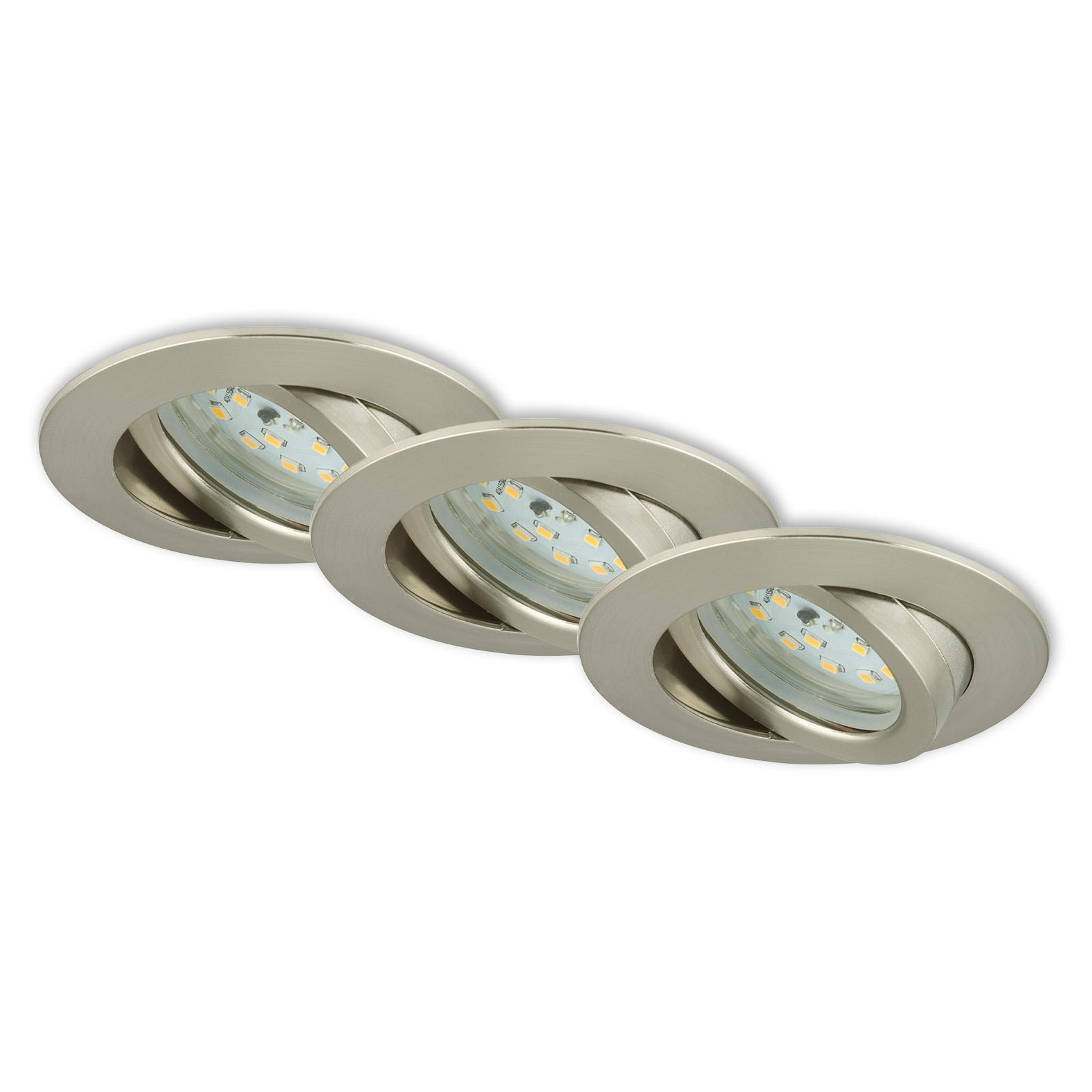 Set of 3 recessed downlights ATTACH DIM 68mm - 230V, 5.5W, 470lm, LED, dimmable, adjustable, warm white, matt nickel