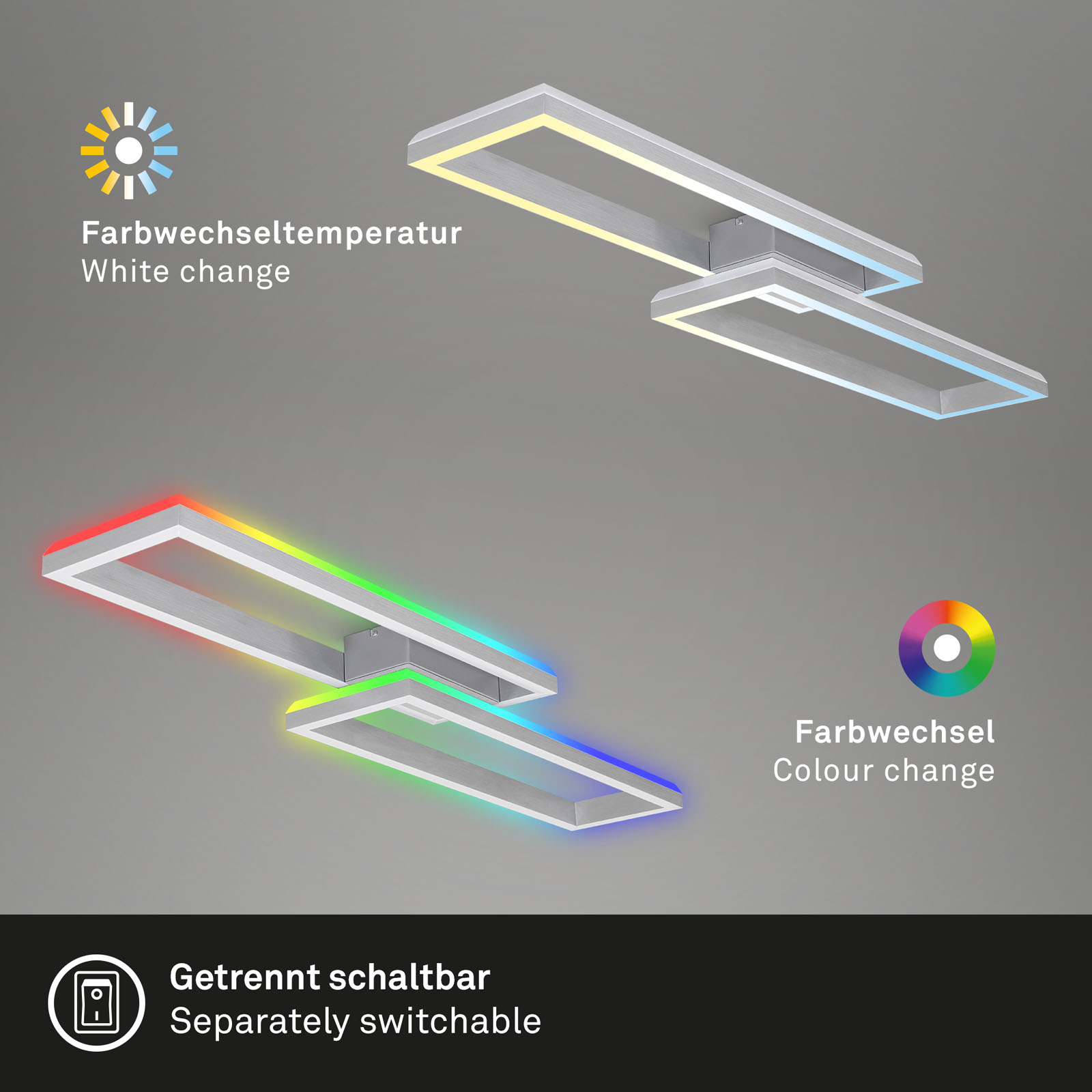 RGB CCT LED Deckenleuchte aluminiumfarbig