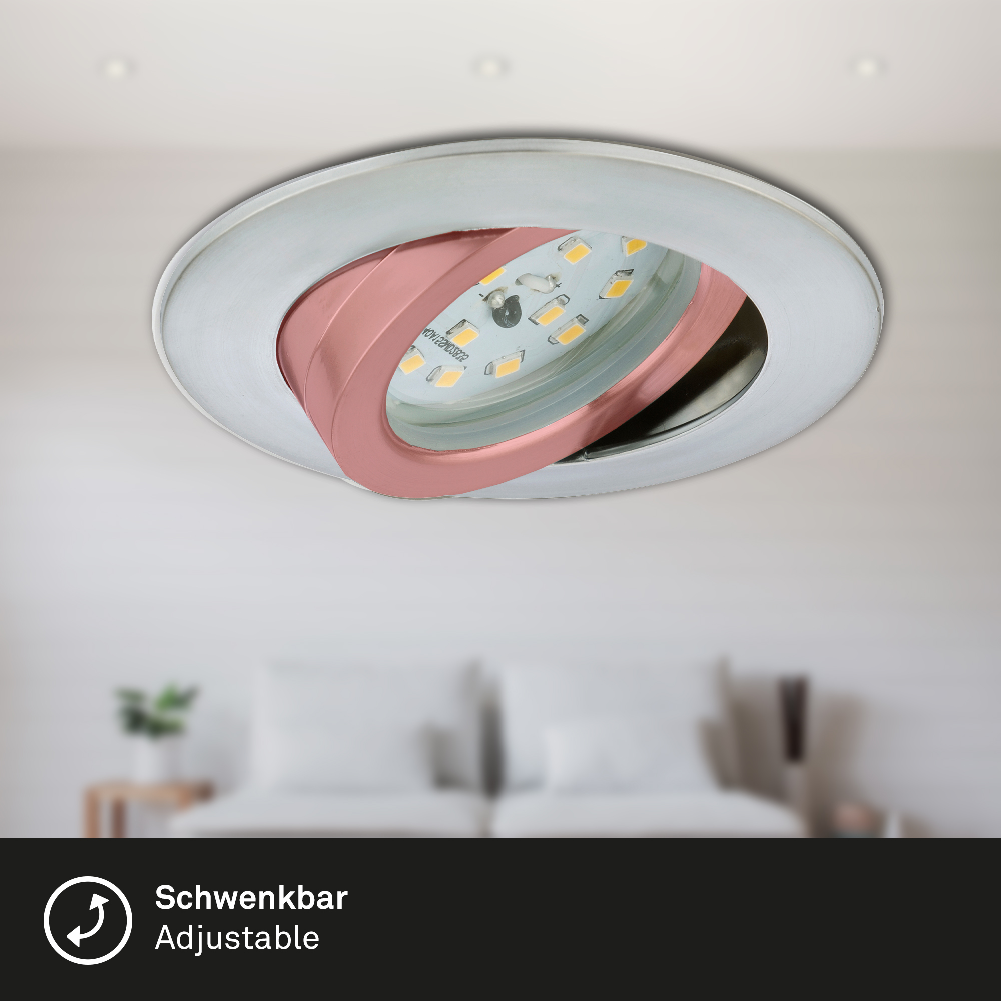 LED Einbauleuchte alu 3er-Set 3xLED-Modul6 5W Funktion