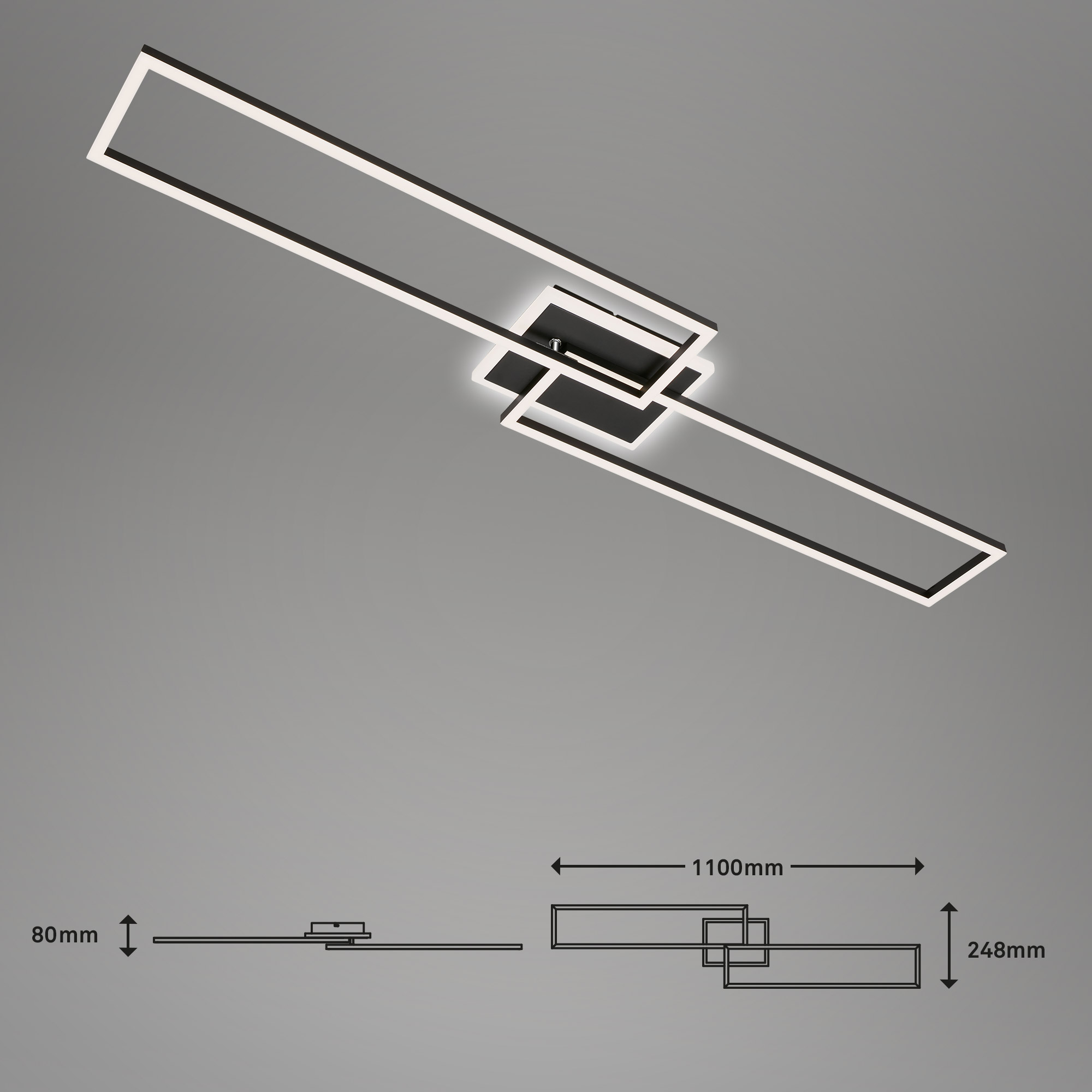 CCT LED Wand- und Deckenleuchte schwarz LED/ Maßzeichnung