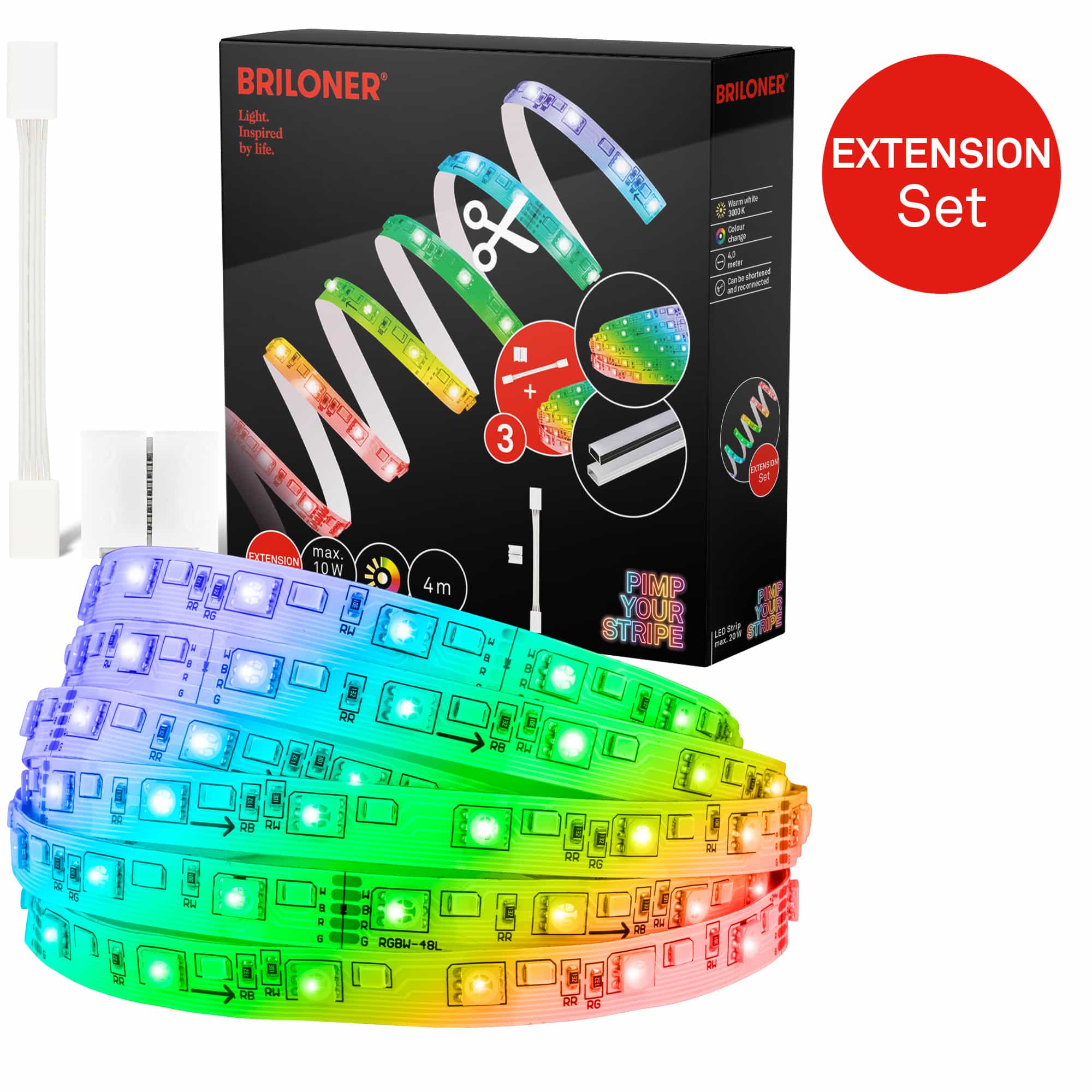 Pimp Your Stripe Erweiterungsset LED Strip 4m, RGB+W, Farbprogramme