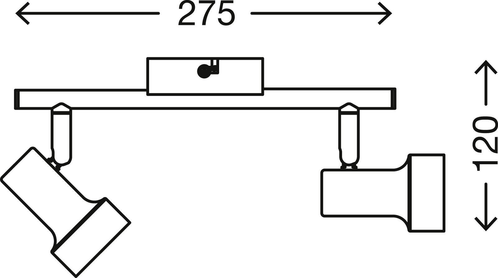 LED Deckenleuchte kupfer-antik LED/GU10 Maßzeichnung