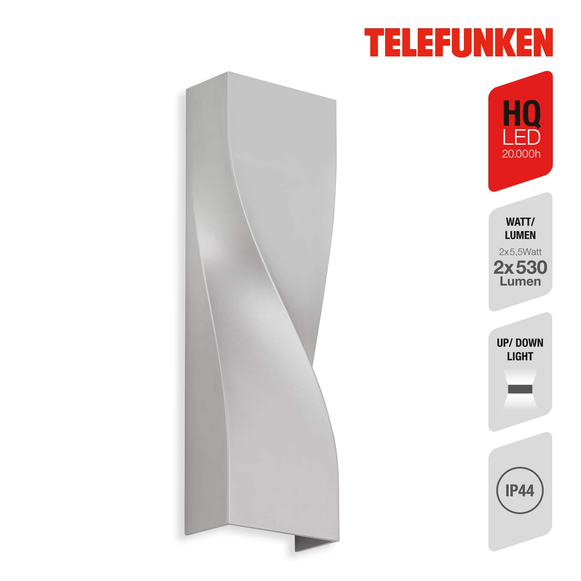 TELEFUNKEN LED Außenwandleuchte Silber