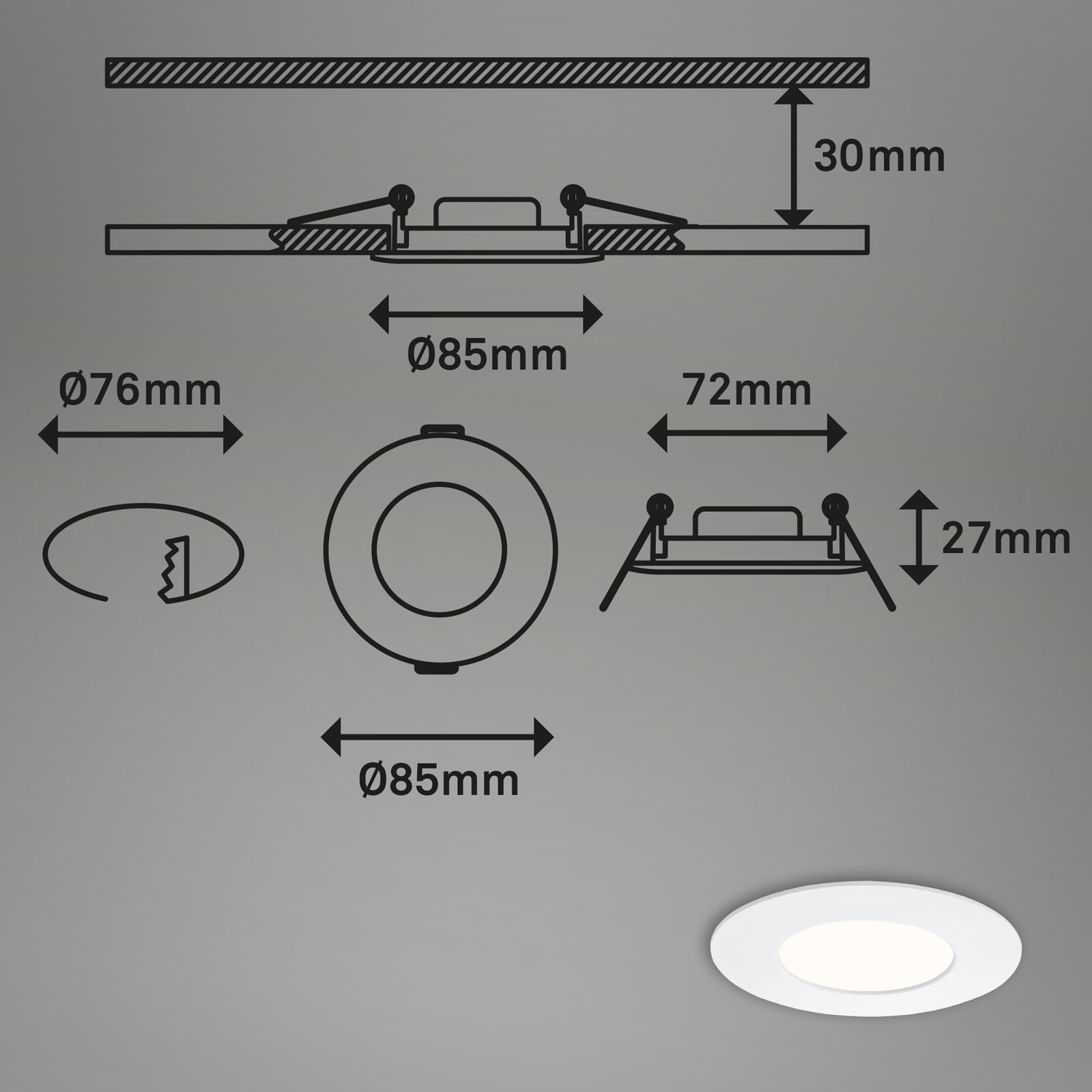 3er Set LED Einbauleuchte Weiß