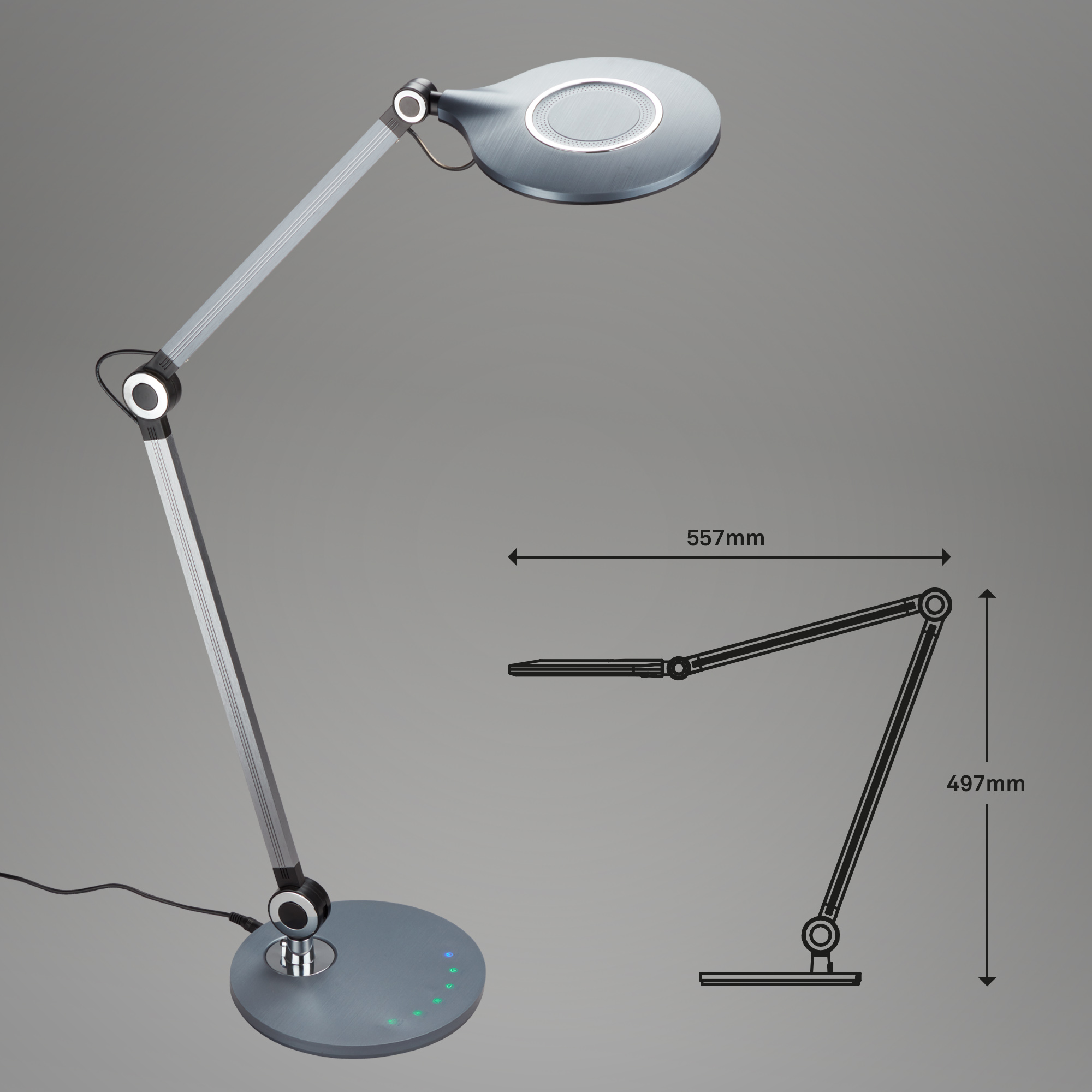 CCT LED Schreibtischleuchte anthrazit LED Maßzeichnung