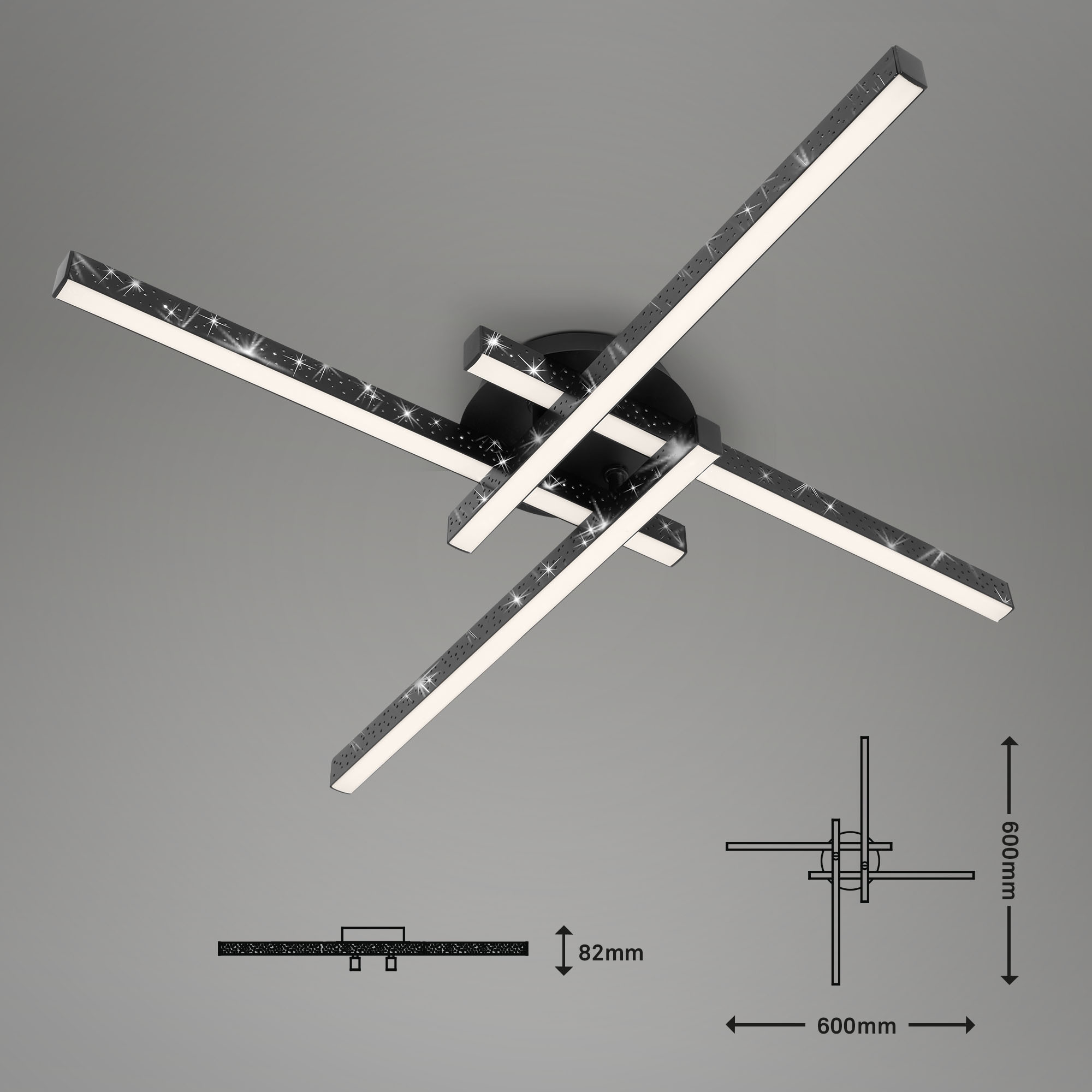 LED Wand- und Deckenleuchte schwarz LED Maßzeichnung