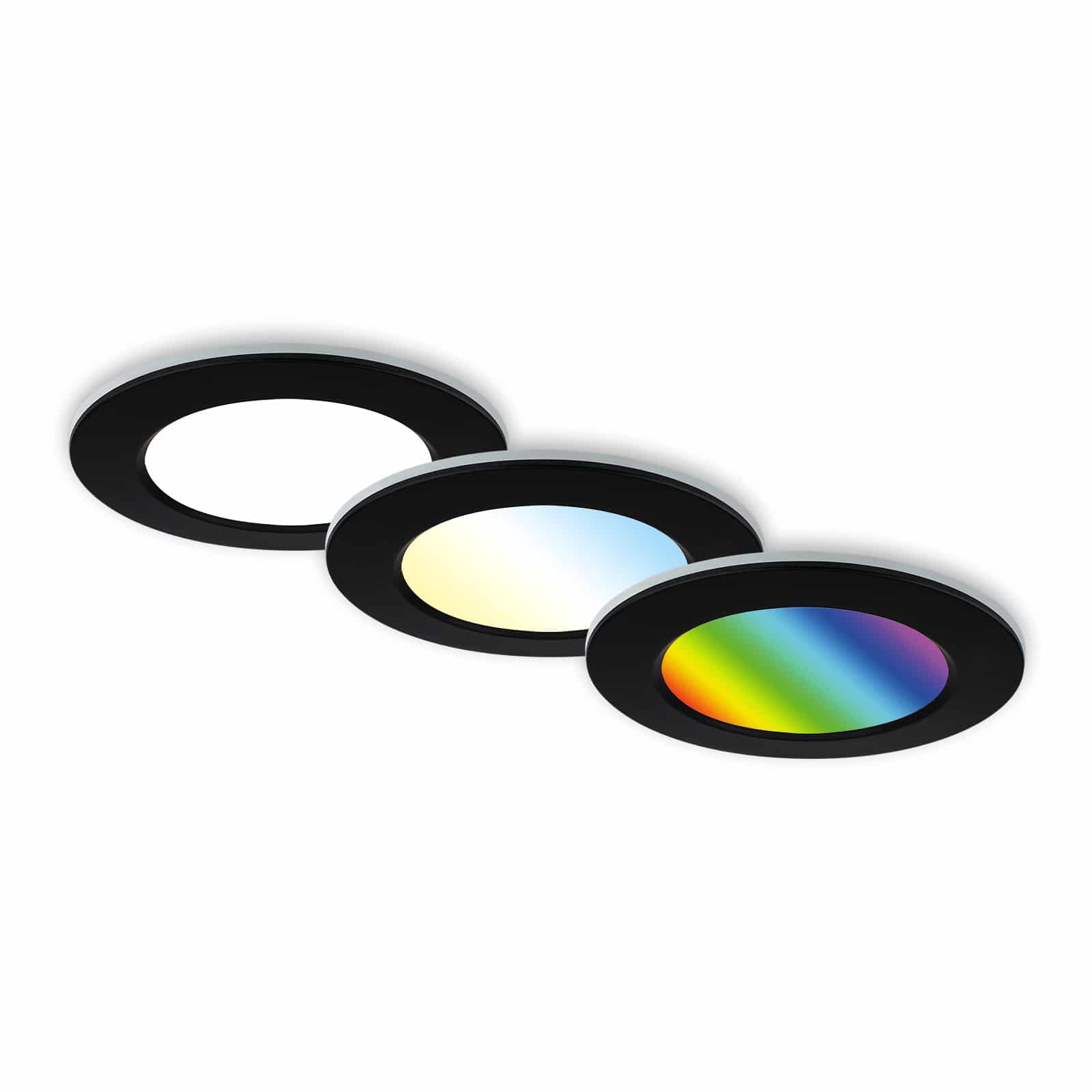 Set de 3 pièces Spots Encastrables à LED RGB-CCT, Ø9.2 cm, 3x LED, 4,8 W, 450 lm, noir