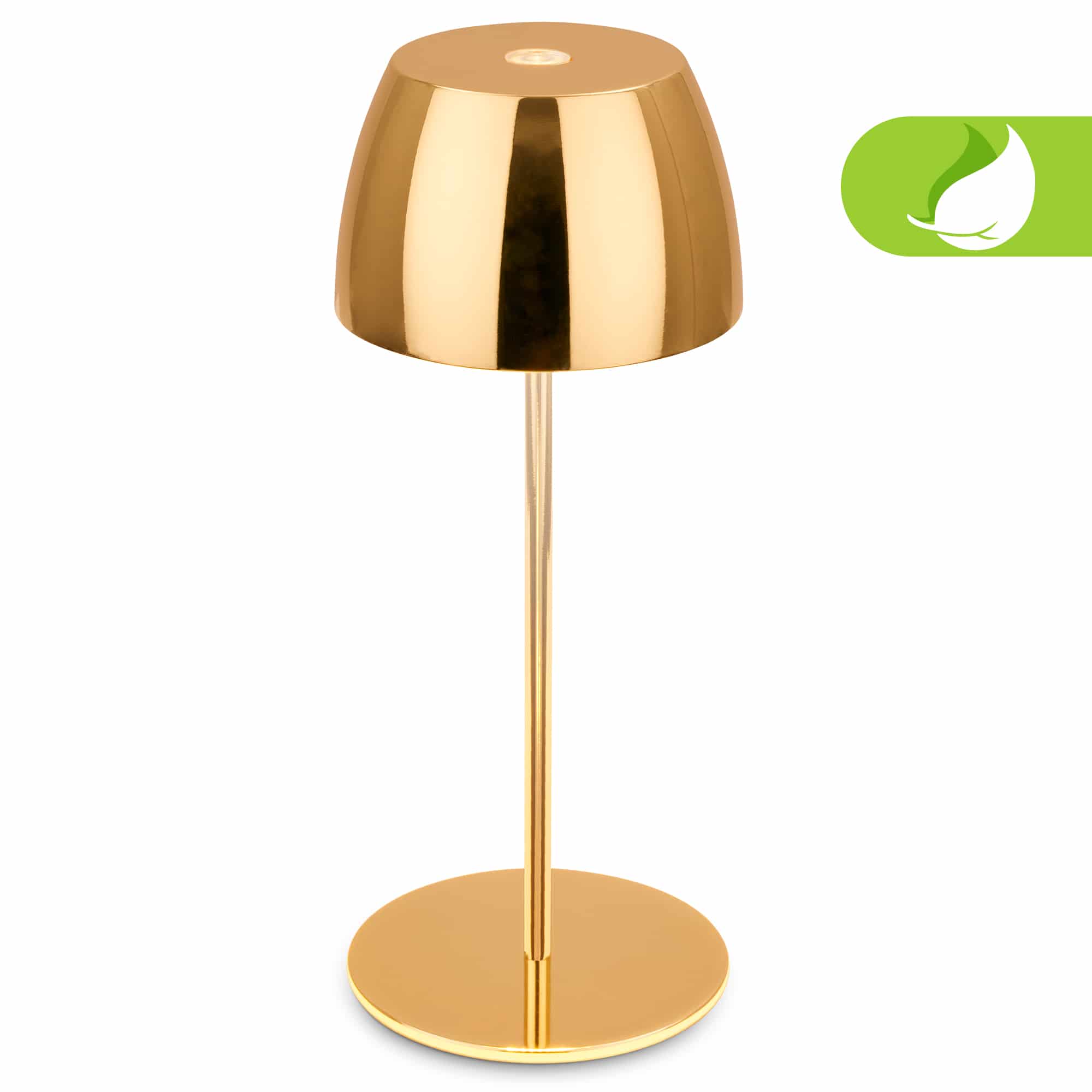 Briloner Serina Mini LED table lamp cordless IP44, dimmable, touch, gold-coloured