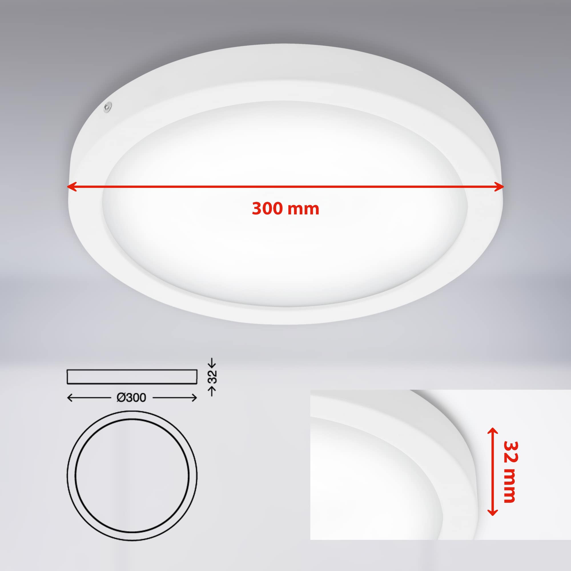 LED Aufbauleuchte weiß LED-Platine Maßzeichnung