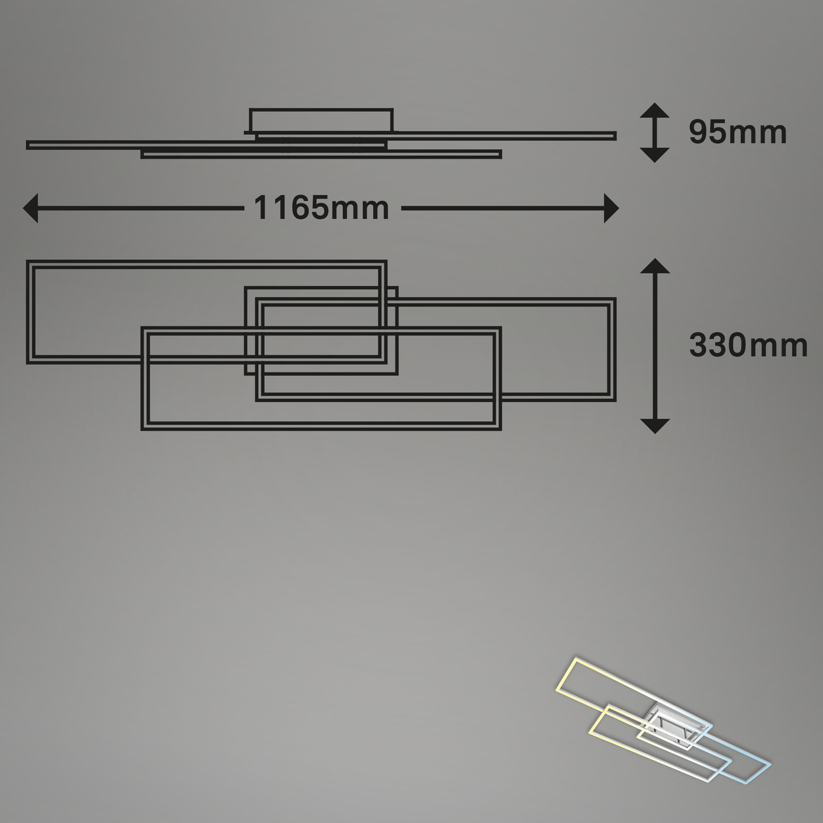 CCT LED Deckenleuchte Alu-chrom Maßzeichnung