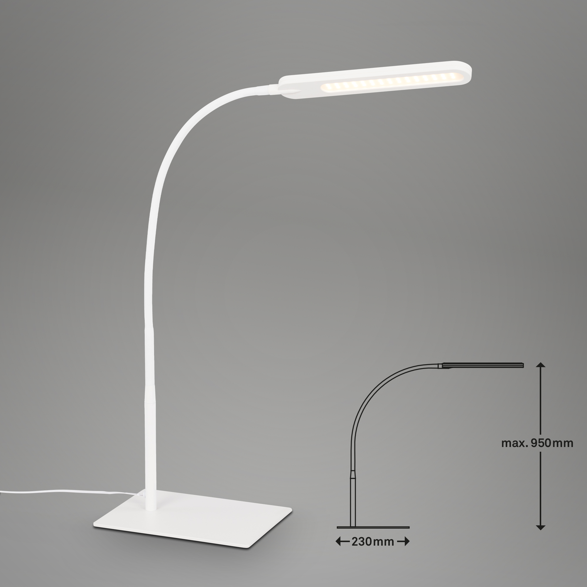 CCT LED Tischleuchte weiß LED Maßzeichnung