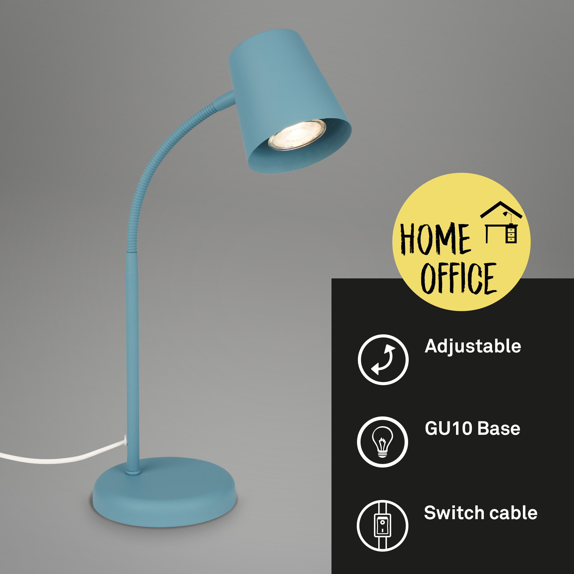 Lampada da tavolo, 38,5 cm, 1x GU10, max. 9W, blu piccione