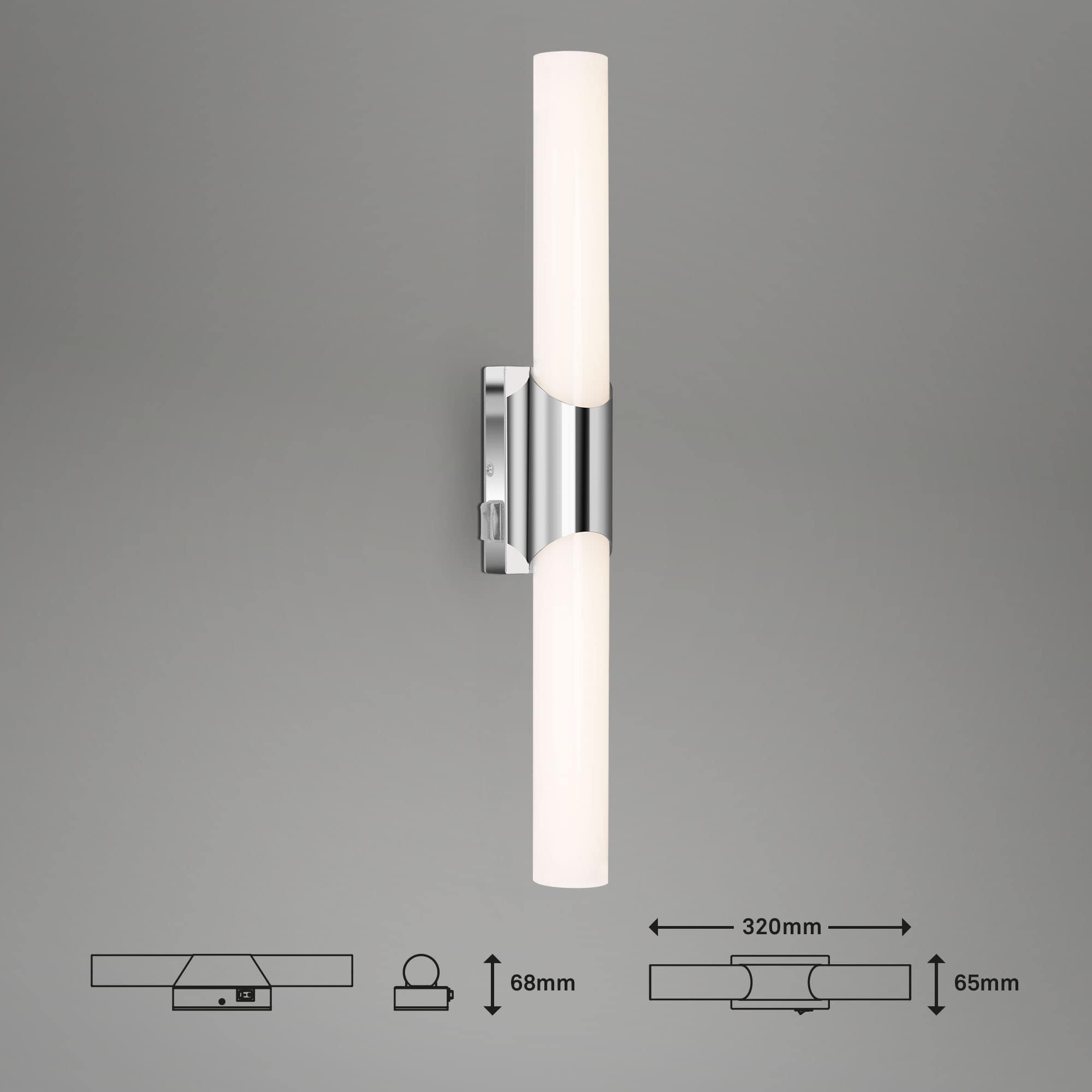 LED Badleuchte chrom LED Maßzeichnung