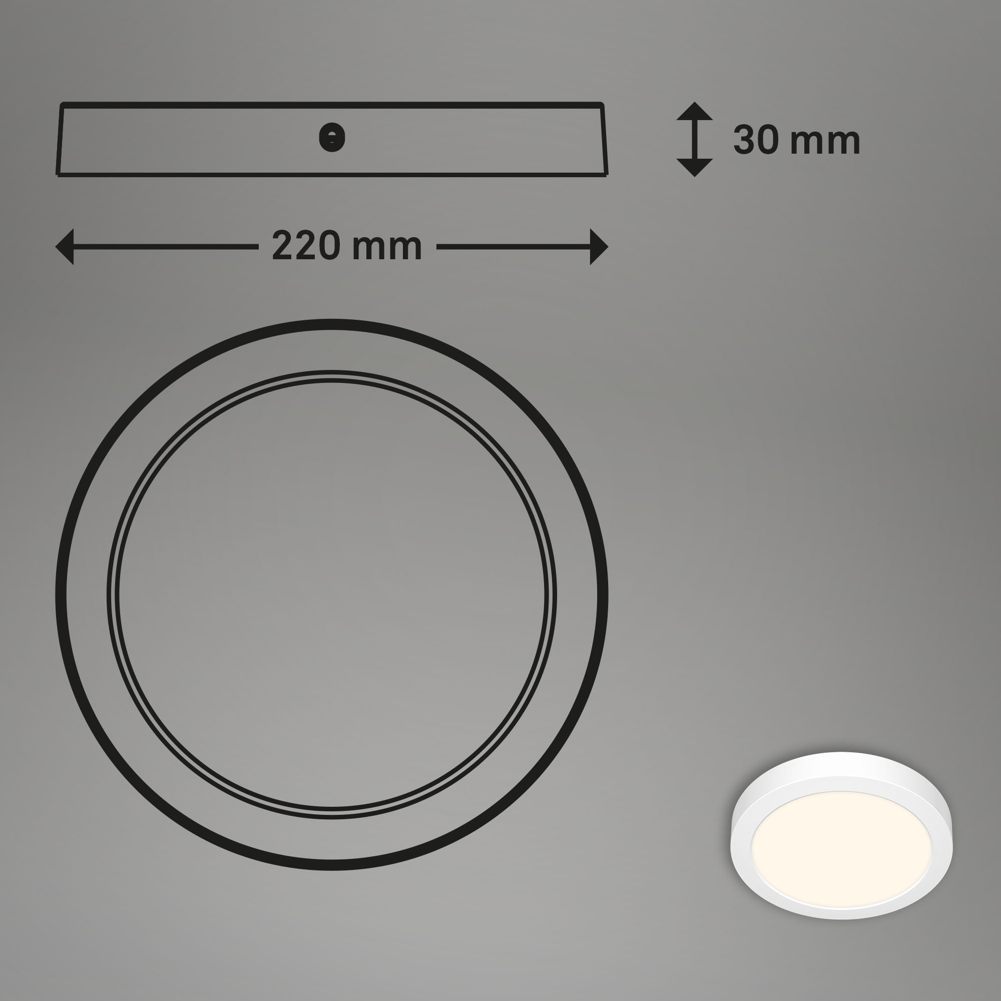 LED Aufbauleuchte Weiß Maßzeichnung