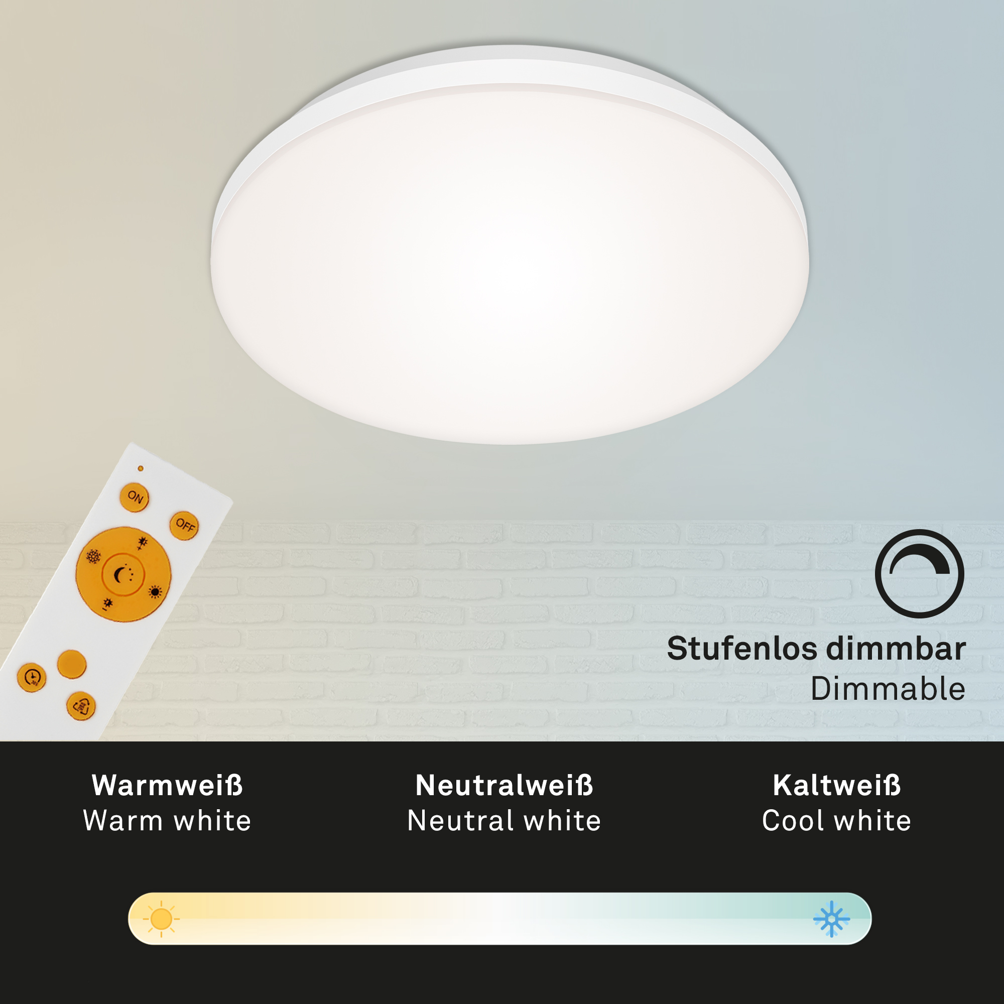 Rahmenloses CCT LED Panel weiß 1xLED Funktion