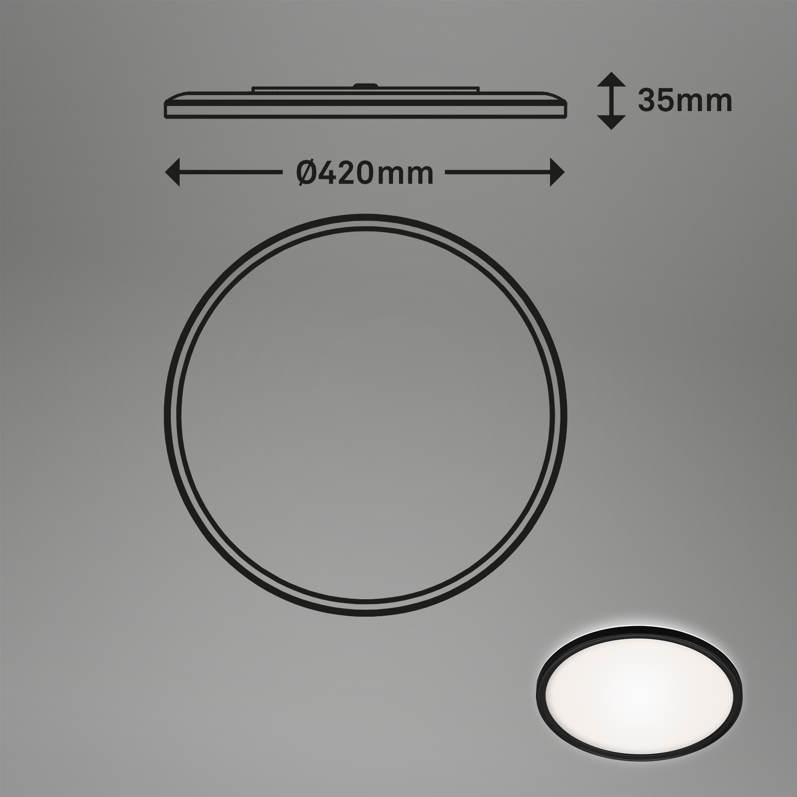 Ultraflache LED Bad Deckenleuchte Schwarz Milieu1