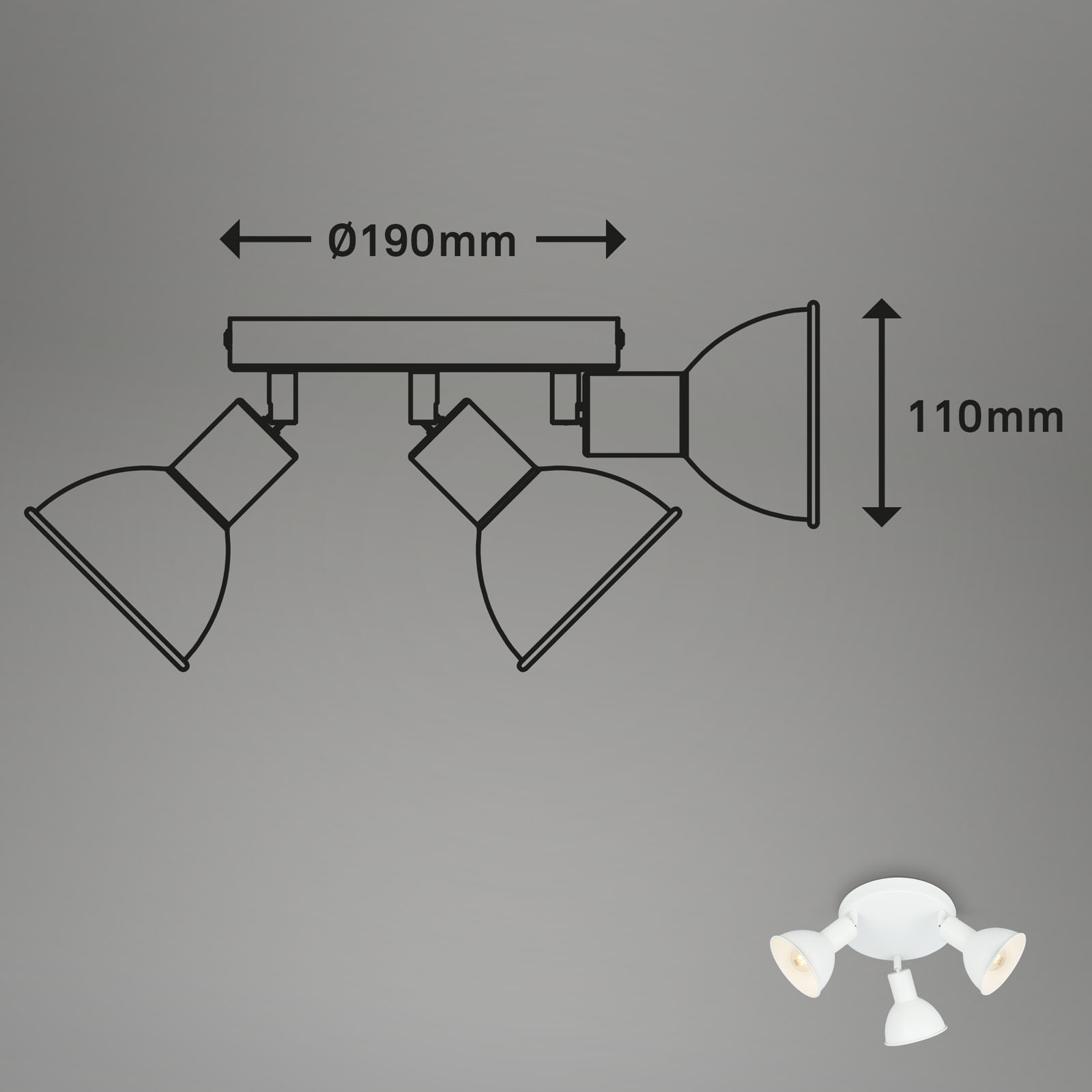 Spotleuchte weiß Maßzeichnung