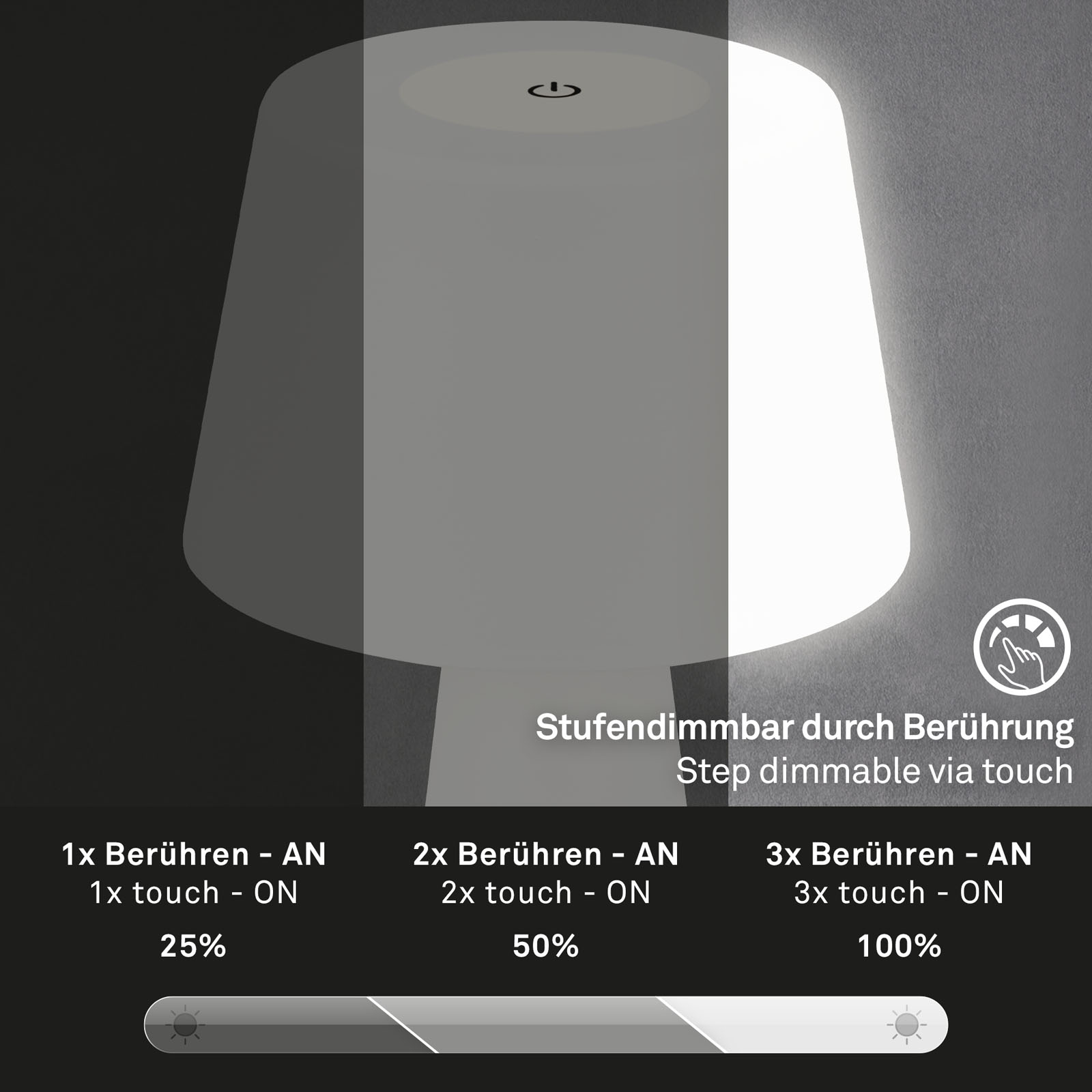 LED Akku-Tischleuchte weiß Funktion