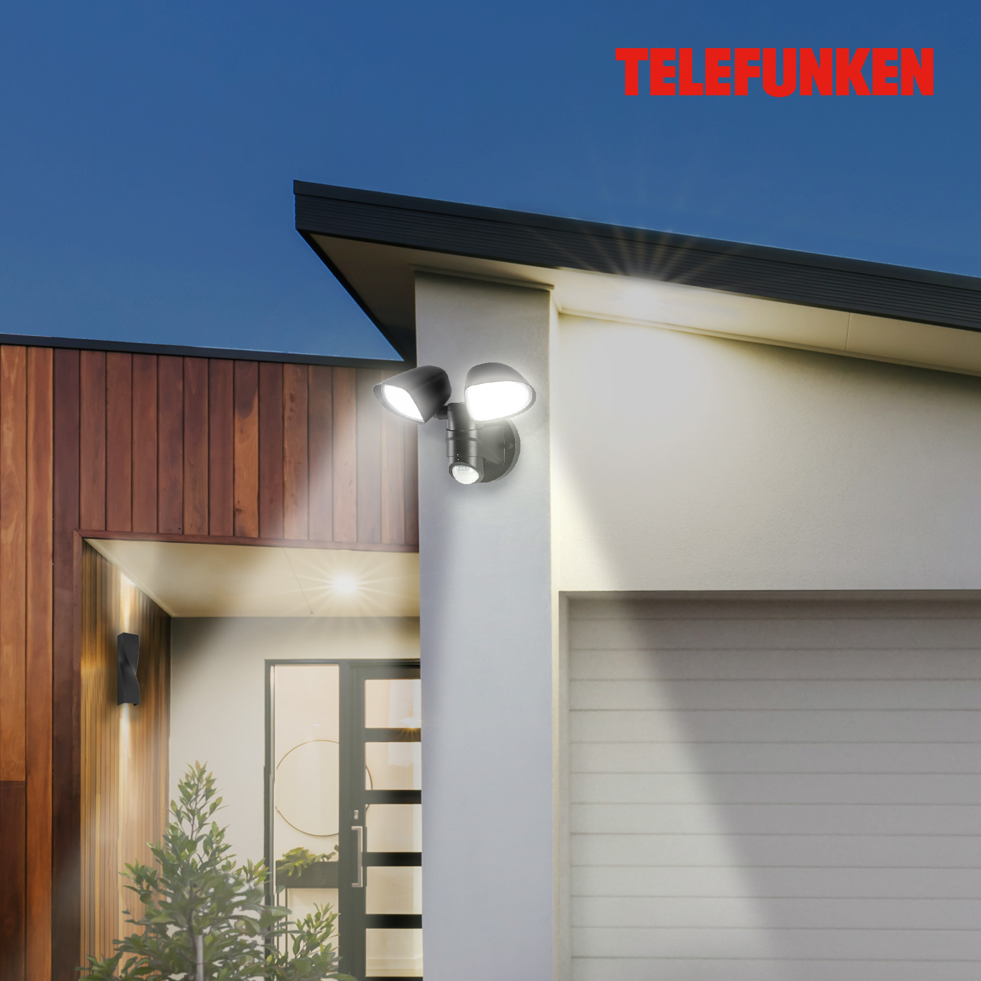 TELEFUNKEN LED Sensor Außenstrahler Schwarz