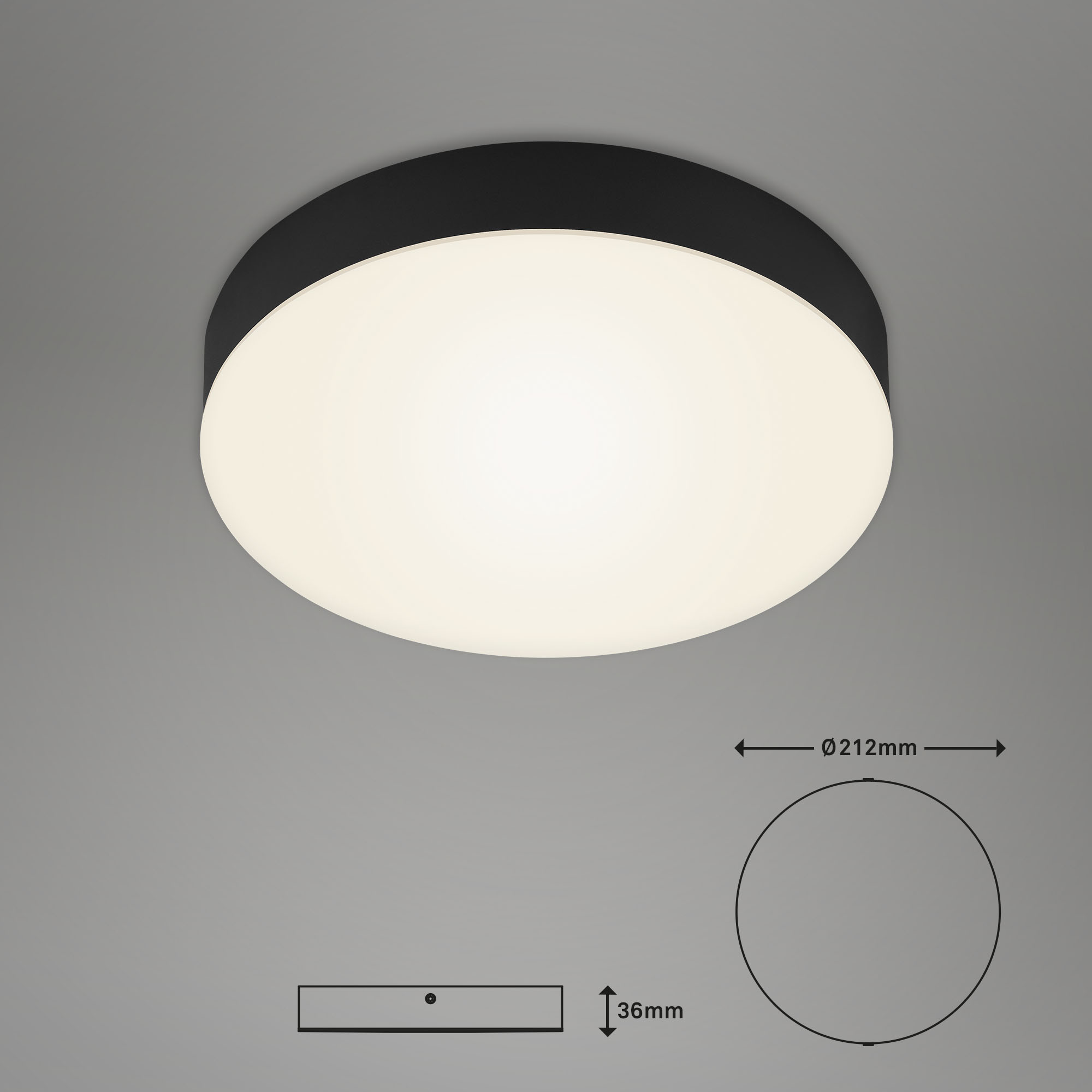 Rahmenlose LED Aufbauleuchte schwarz LED-Platine1 Maßzeichnung