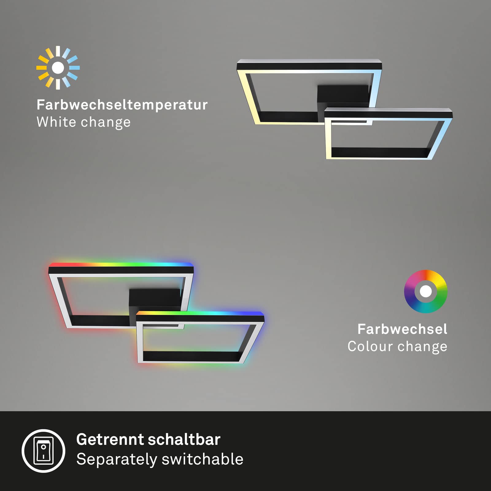 RGB CCT LED Deckenleuchte Schwarz