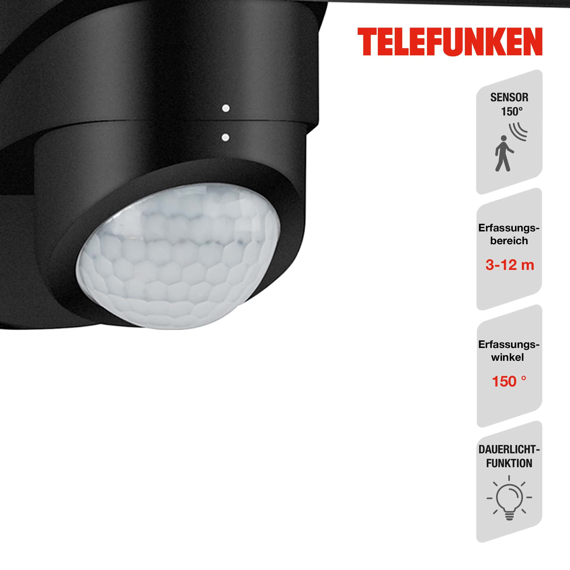 LED Außenleuchte Sensor schwarz 1xLED-Platine Funktion