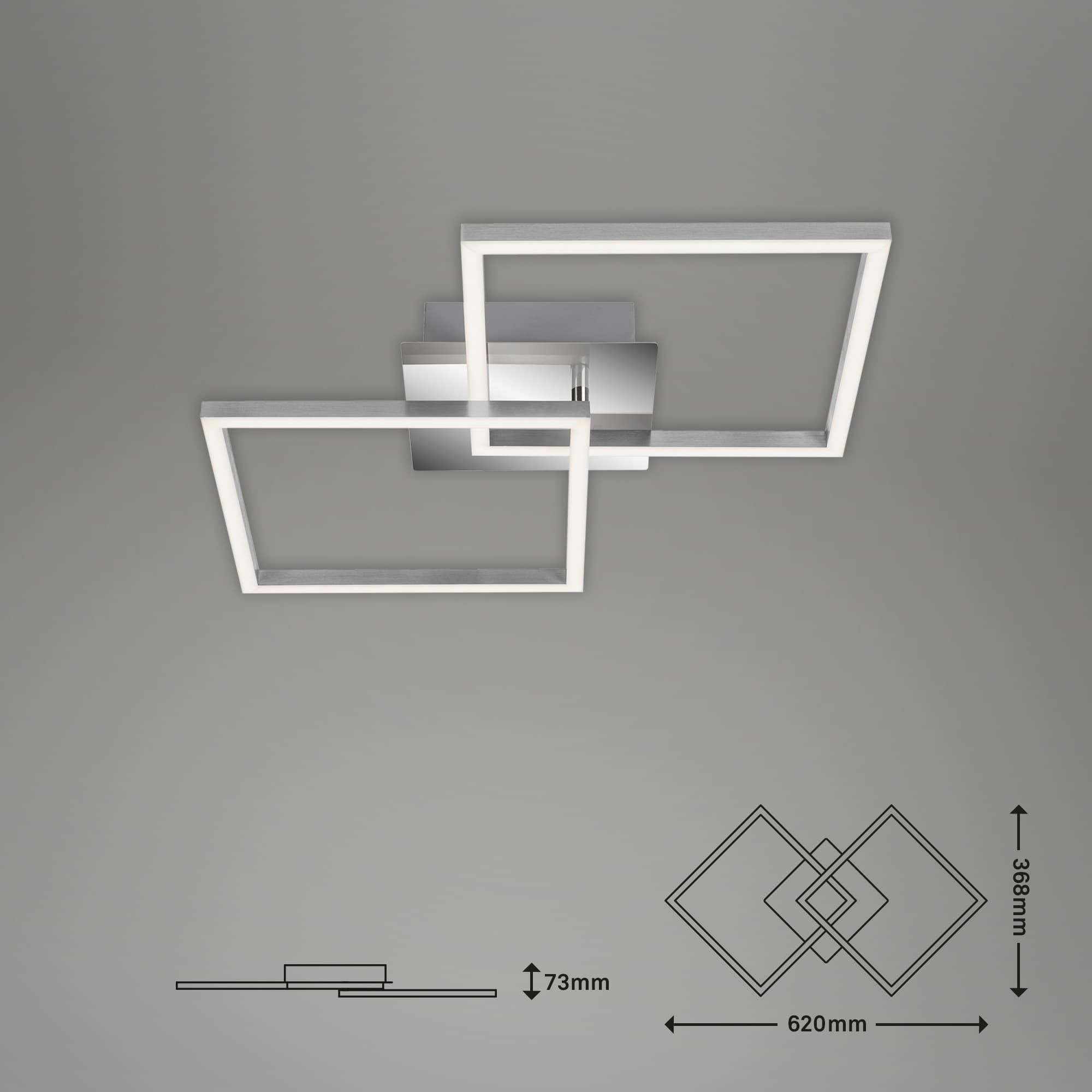 LED Deckenleuchte chrom-alufarbig LED Maßzeichnung